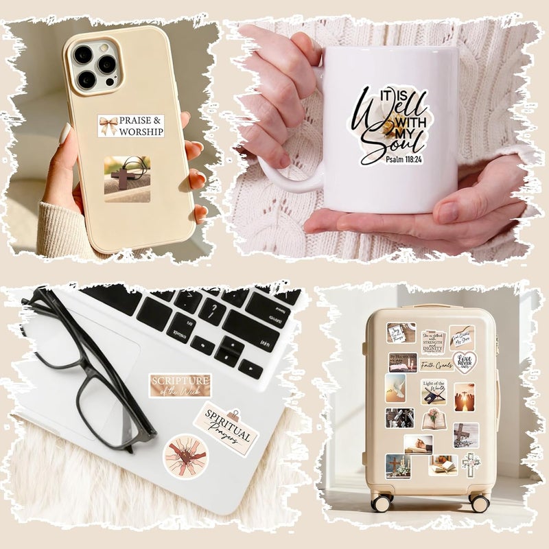 Eclazul Prayer Board Supplies Stickers - 50 Pcs Brown Bow Christian Jesus Bible Verse Decals for Adults Women Motivational Religious Book Scrapbook Mental Health Gift for Kindle Journal Water Bottles - Image 5